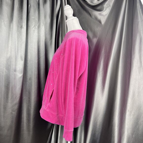 VTG‎ Y2K Quacker Factory Size L Velour Track Suit Rhinestones Jacket Pants Pink - Picture 5 of 15